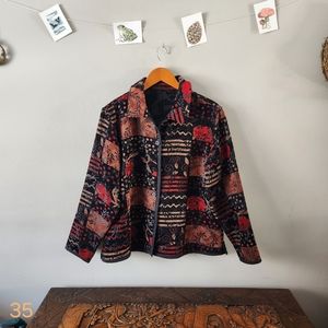 Vintage 90s Reversible Brocade Jacket Sz L Coldwater Creek